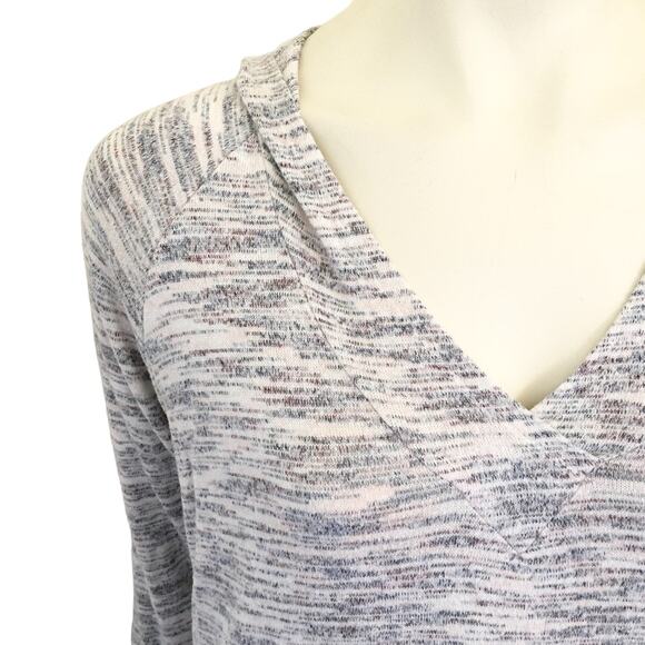 DRESSBARN Lightweight V-neck Pullover Hoodie Sweater in Space dye SZ M - Picture 2 of 11